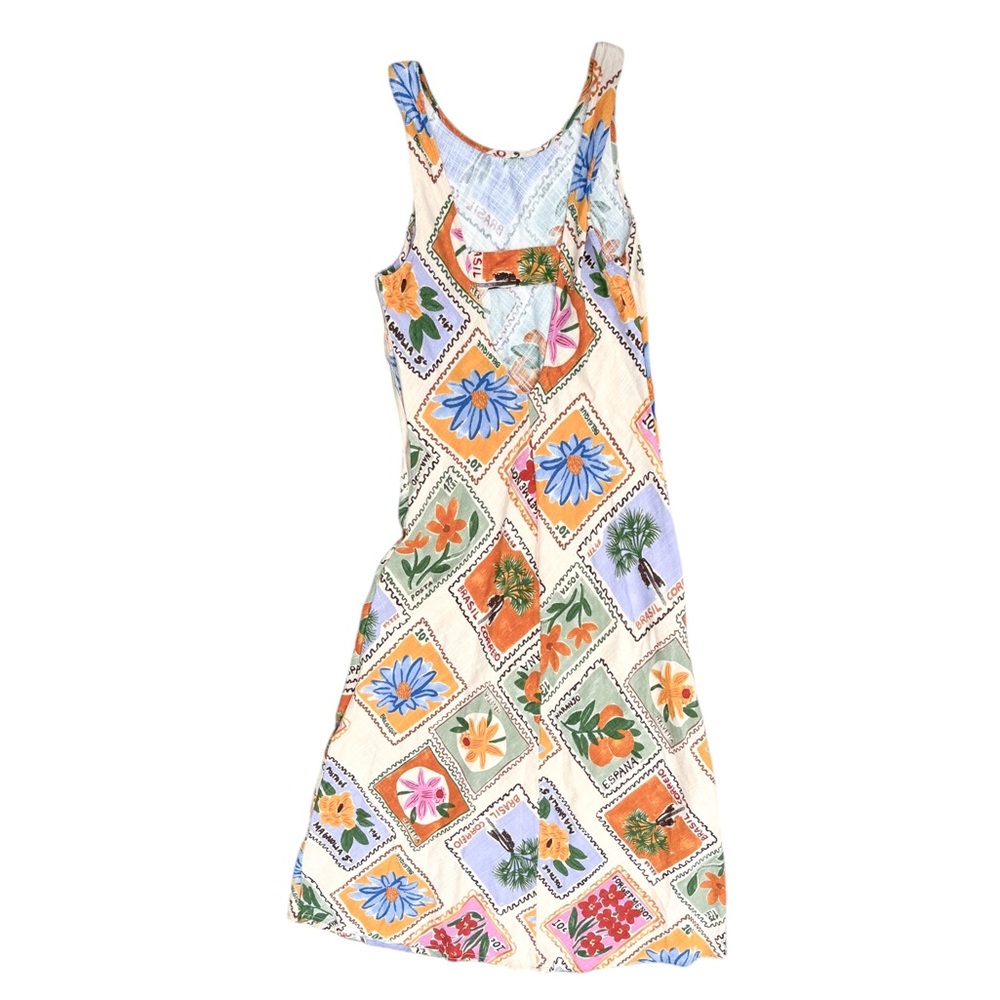 Paper Heart Anthropologie Linen Blend Floral Post Card Maxi Dress - Picture 6 of 9